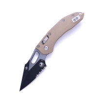 Microtech Stitch Ram LokTM S/E Fluted G-10 Tan Partial Serrated