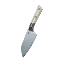 Microtech 4.2" Santoku Knife Stonewash Standard Titanium Bolster Ivory G-10