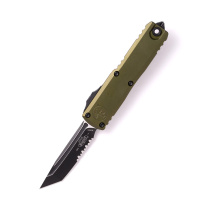 Microtech UTX-85 Gen IV T/E Black Part Serrate OD Green